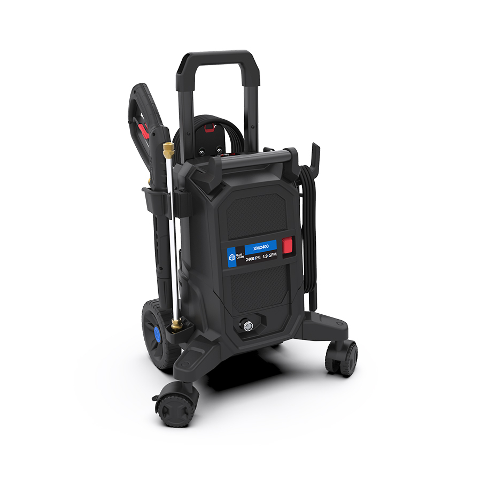 AR Blue Clean XM2400 Electric Pressure Washer — 2400 PSI, 1.9 GPM, 13 Amps, Telescoping Handle, 4-Wheel Design, Model# XM2400